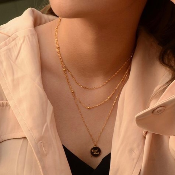 Multi Layer Disc Pendant Titanium Steel Necklace - Picture 3 of 3